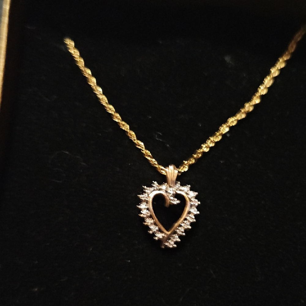 QVC Gold Necklace with Silver Heart Pendant